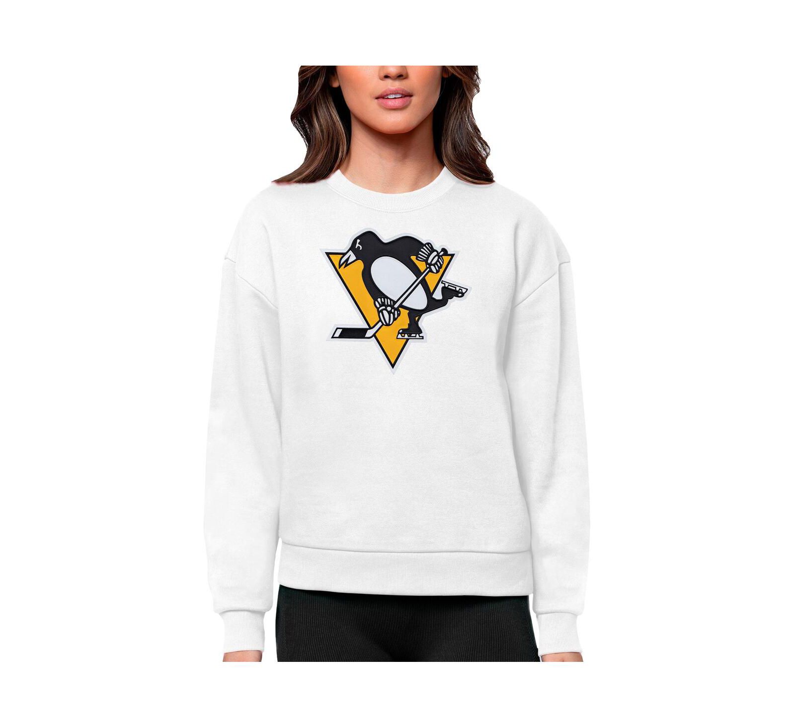 Женская толстовка Antigua White Pittsburgh Penguins Victory Crewneck Pullover