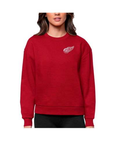 Antigua Women's Red Detroit Red Wings Primary Logo Victory Crewneck Pullover Sweatshirt