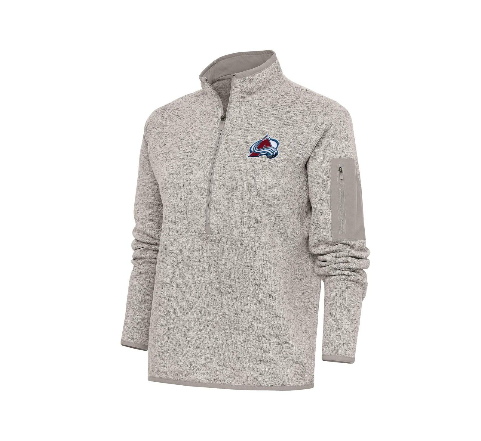 Antigua Women's Oatmeal Colorado Avalanche Team Logo Fortune Quarter-Zip Jacket