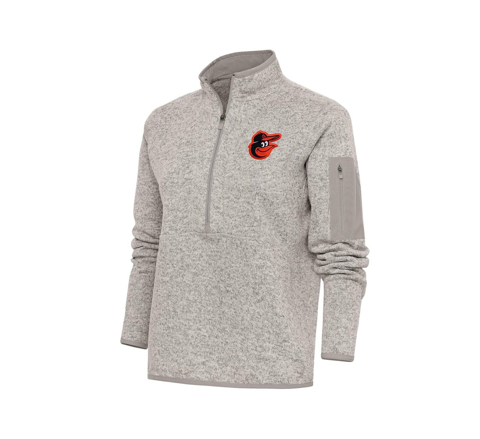 Женская куртка-толстовка Antigua Oatmeal Baltimore Orioles Logo Fortune с молнией на четверть
