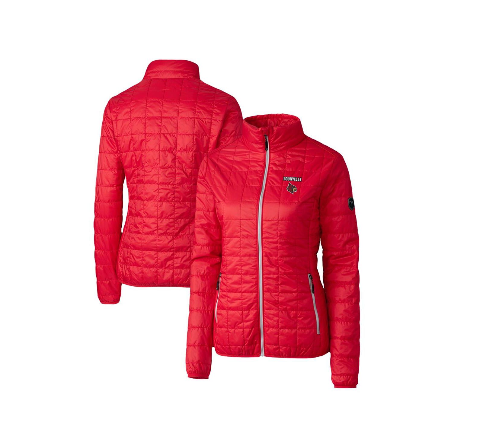 Женская утепленная куртка-пуффер Cutter & Buck Red Louisville Cardinals Rainier Eco Full-Zip