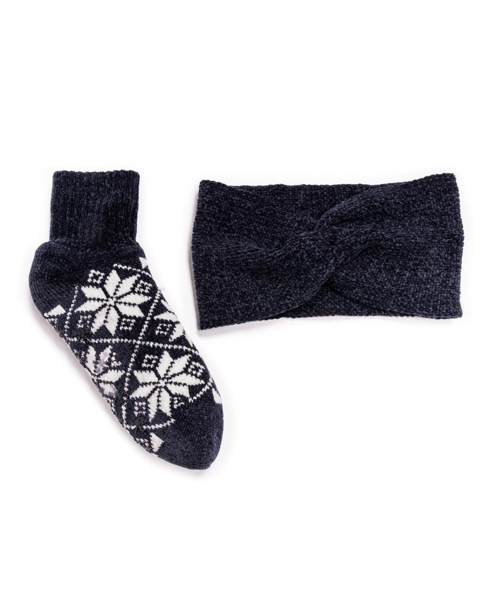 MUK LUKS Women's Chenille Sock and Headband Set