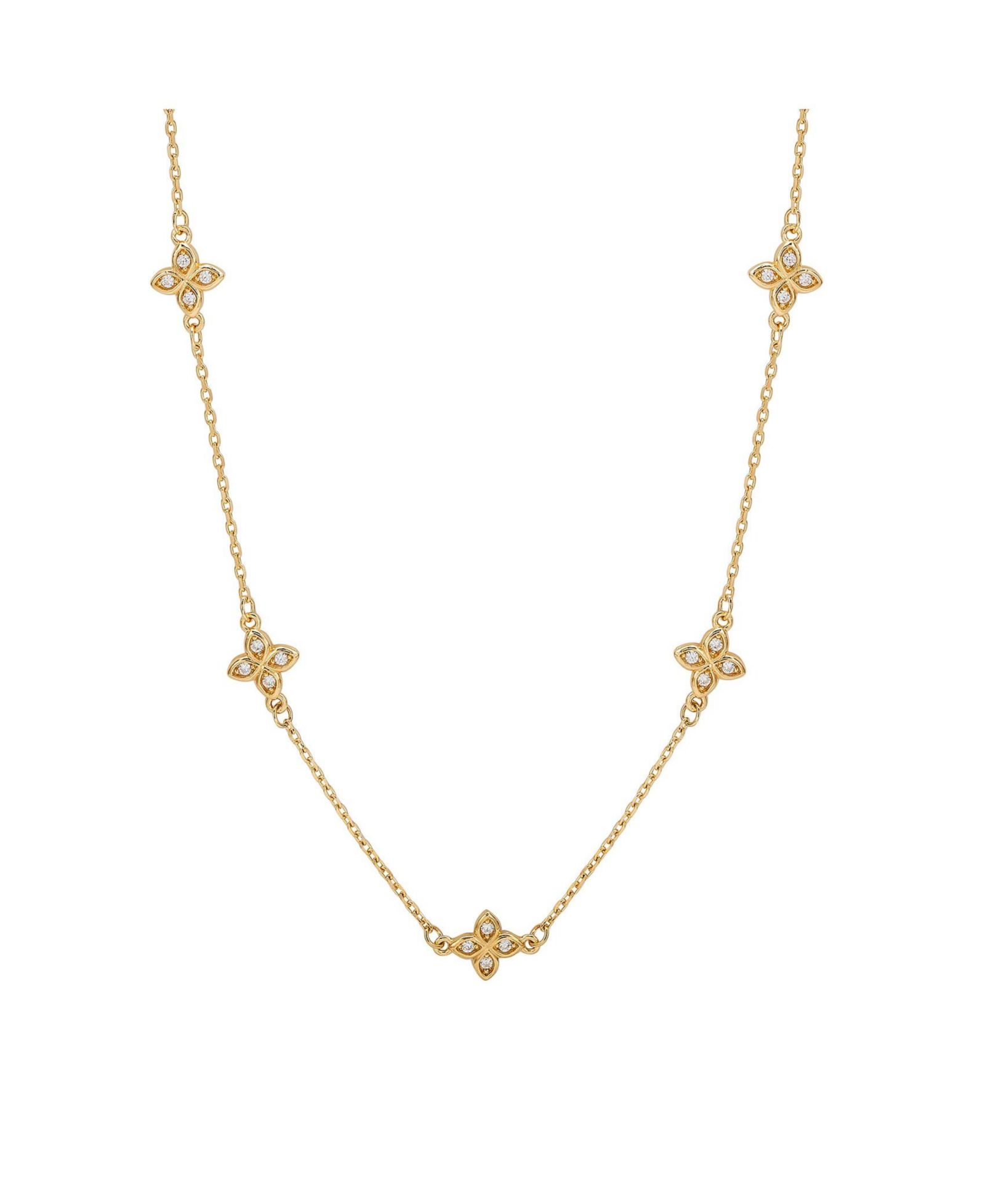 Ожерелье Suzy Levian Sterling Silver Cubic Zirconia Flower Station