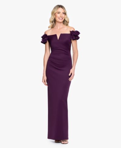 XSCAPE Women's Off-The-Shoulder Ruffle-Sleeve Ball Gown