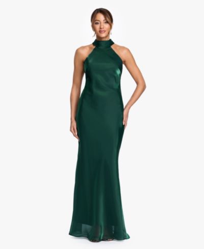 Женское вечернее платье XSCAPE Halter Neck Metallic Organza Ball Gown