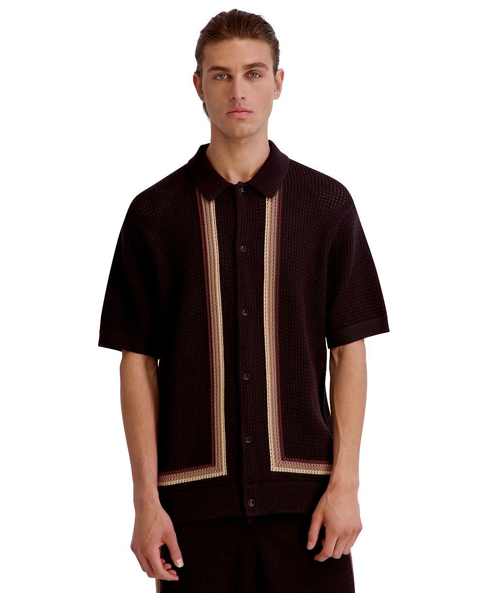 KARL LAGERFELD PARIS Men's Regular-Fit Short-Sleeve Spread Collar Shirt