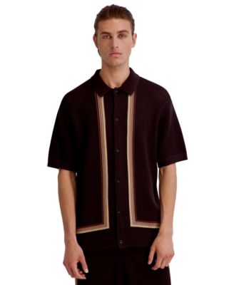 Рубашка KARL LAGERFELD PARIS Men's Regular-Fit с коротким рукавом и отложным воротником