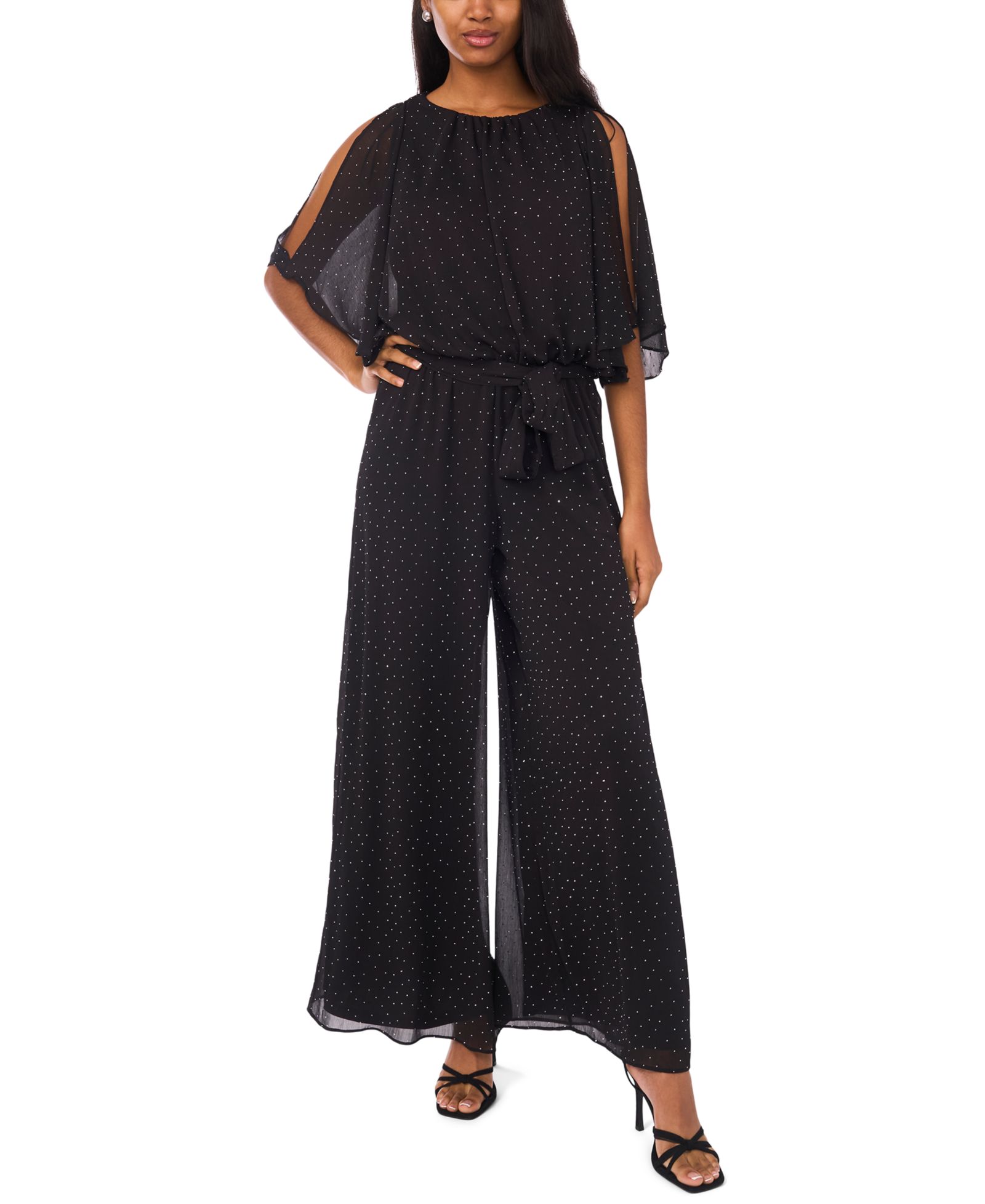 MSK Women's Blouson-Sleeve Crewneck Jumpsuit