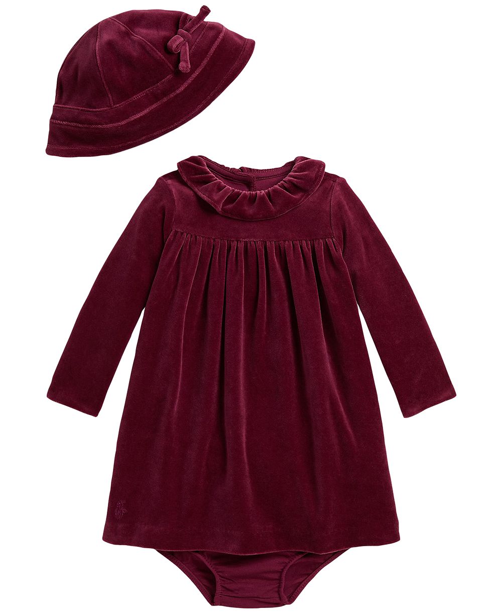 Polo Ralph Lauren Комплект из платья, шорт и шапочки из велюра для малышек, 3-piece set