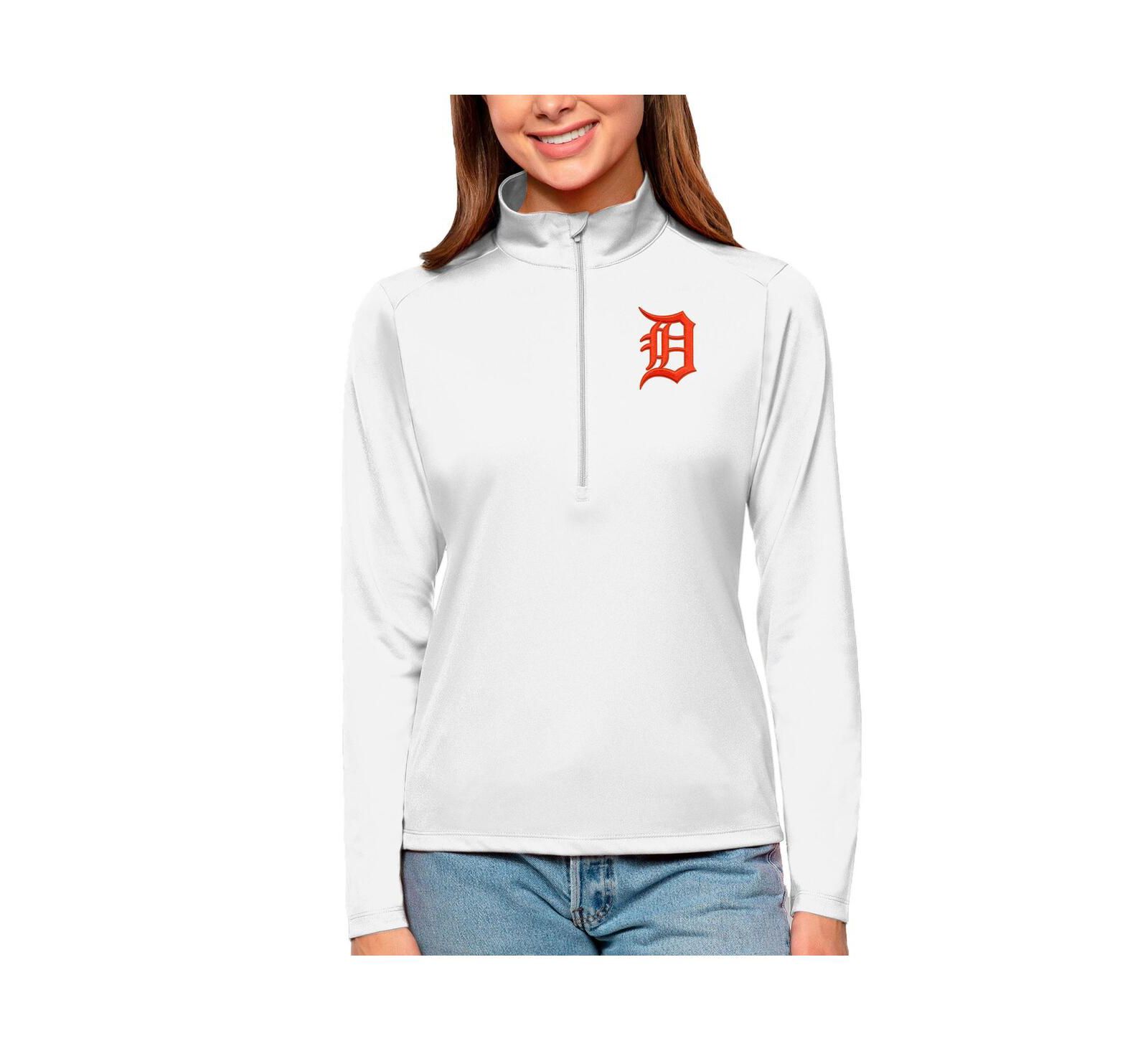 Antigua Женский белый свитшот-поло Quarter-Zip Detroit Tigers Tribute