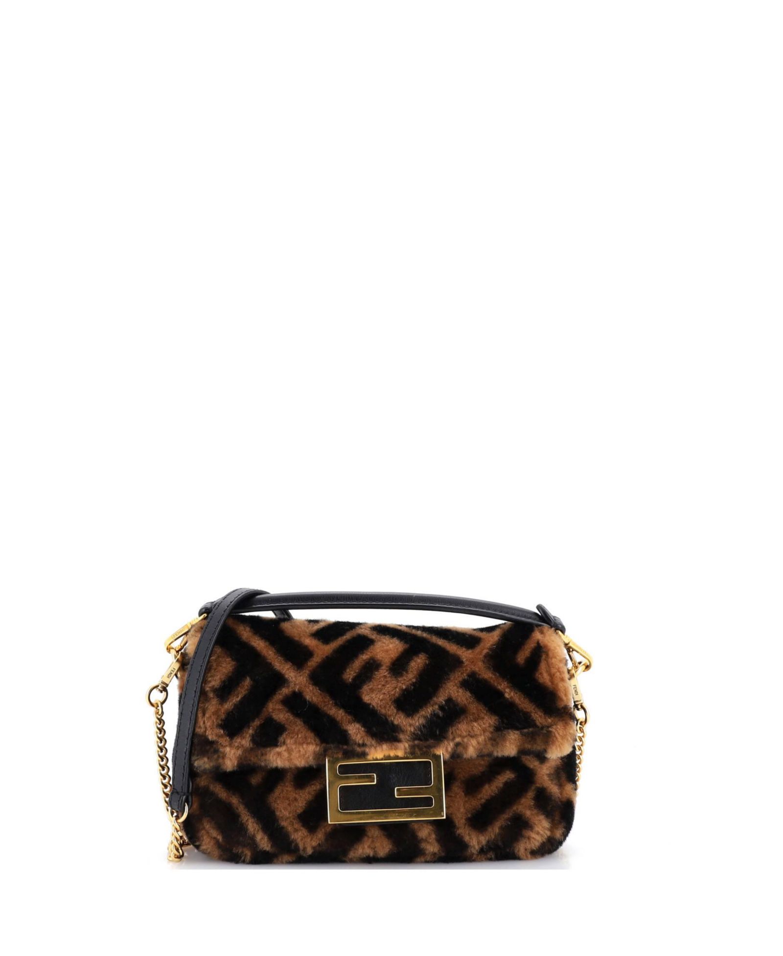 Мини-сумка Fendi Baguette NM Zucca Shearling, б/у