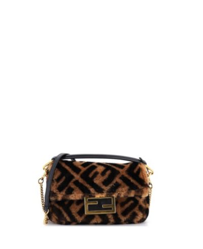 Мини-сумка Fendi Baguette NM Zucca Shearling, б/у
