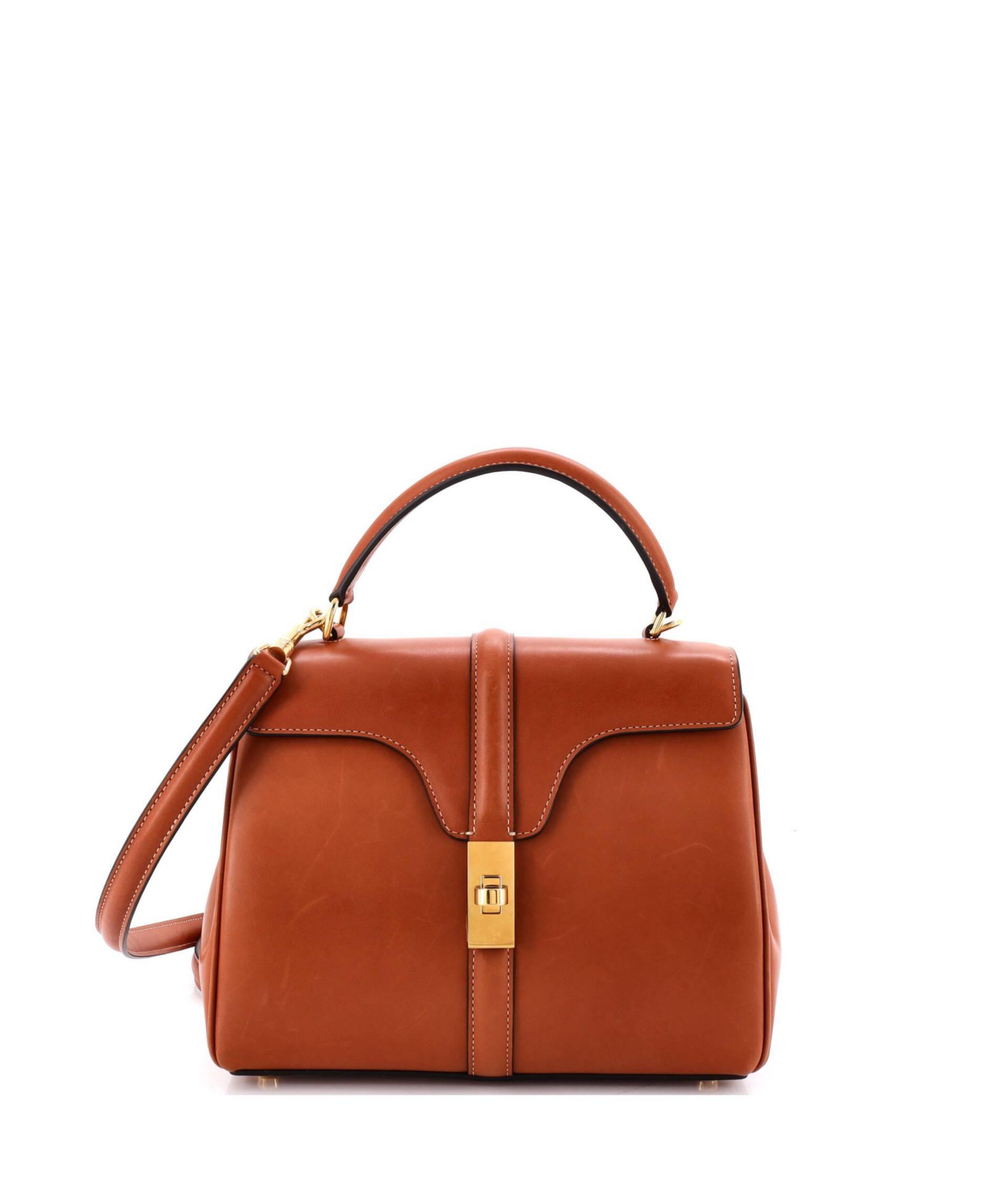 Б/у сумка Celine Small 16 Top Handle из гладкой телячьей кожи