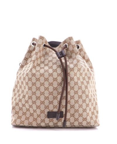 Брендовый рюкзак Gucci из канваса GG с завязками, б/у