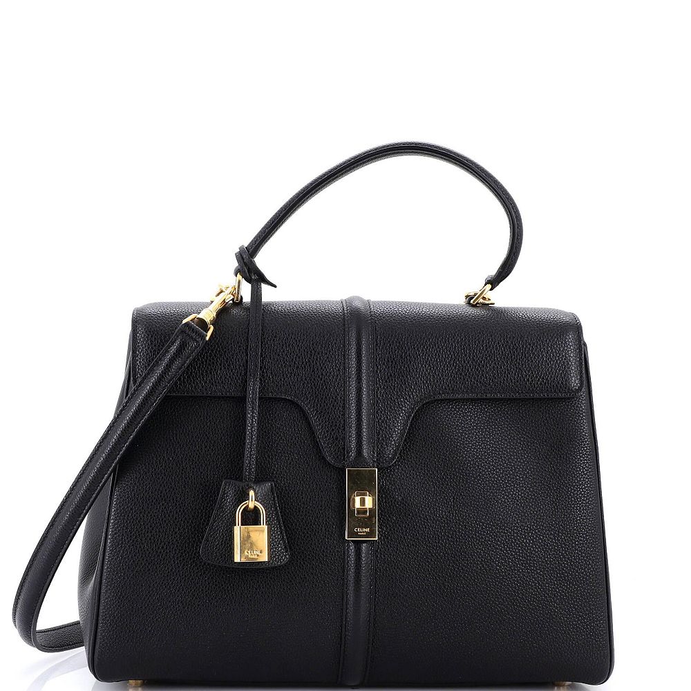 Pre-Owned Celine Medium 16 Top Handle Bag Grained Calfskin