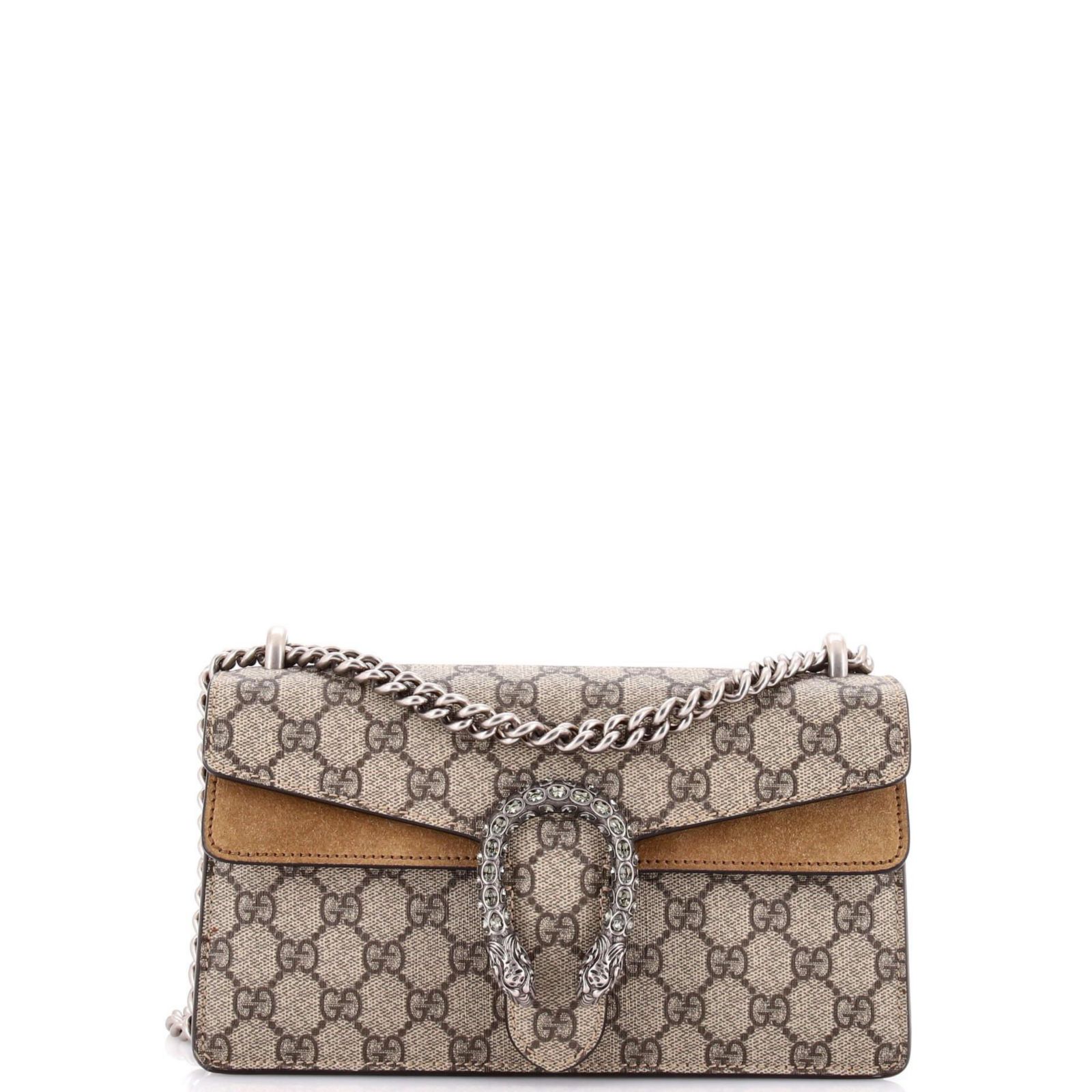 Pre-Owned Gucci Small Dionysus Bag GG Coated Canvas with Crystal Embellished Metal