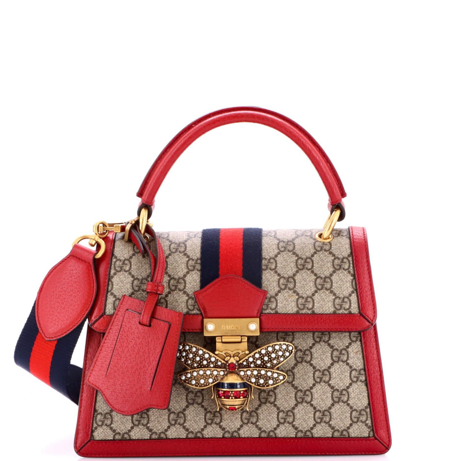 Pre-Owned Gucci Small Queen Margaret Top Handle Bag GG Coated Canvas with Leather