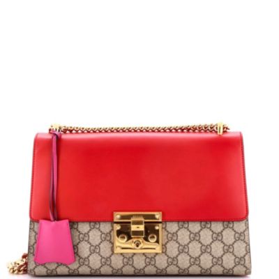 Б/у сумка Gucci Medium Padlock через плечо из GG лакированного канваса и кожи, средняя