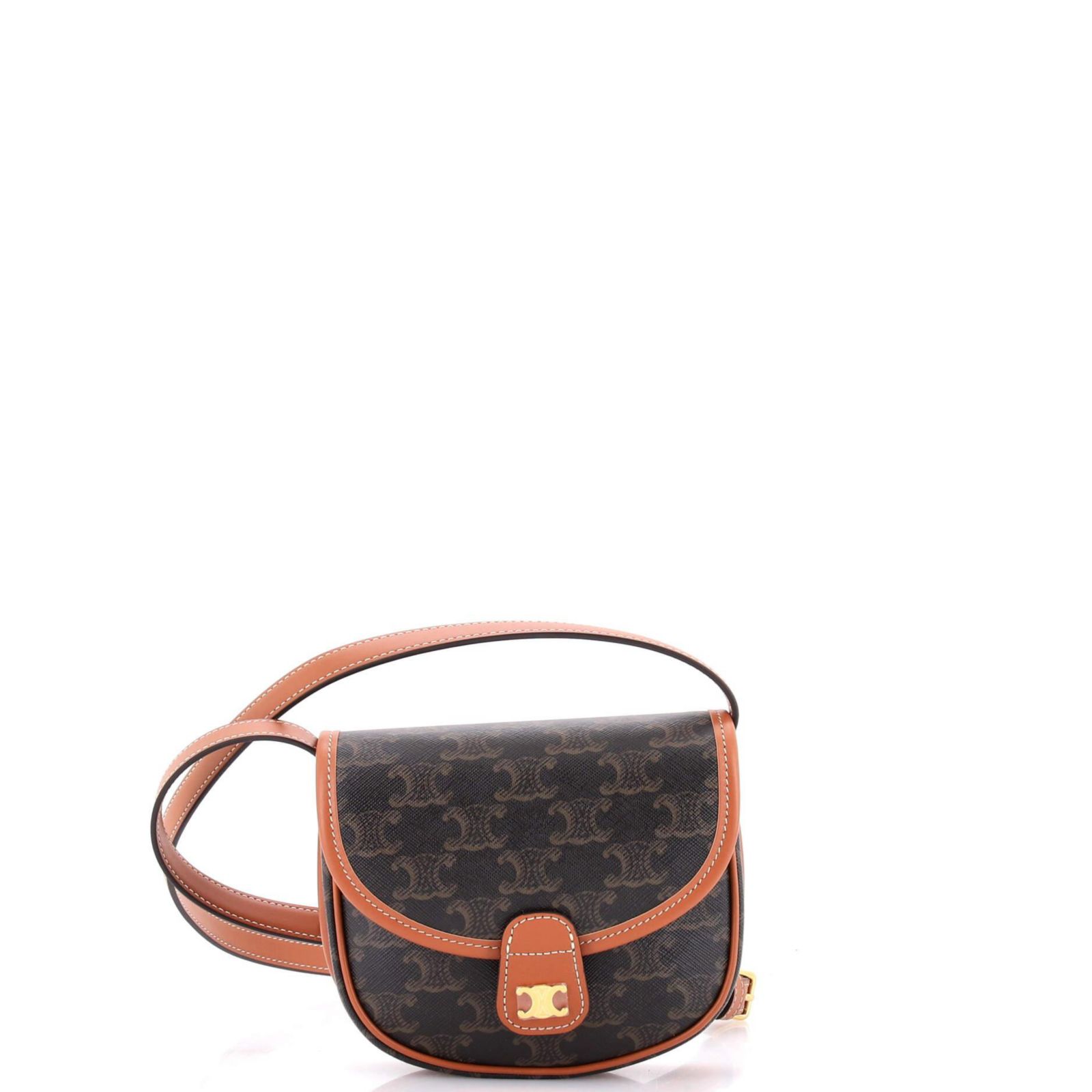 Pre-Owned Celine Mini Besace Flap Bag Triomphe Coated Canvas