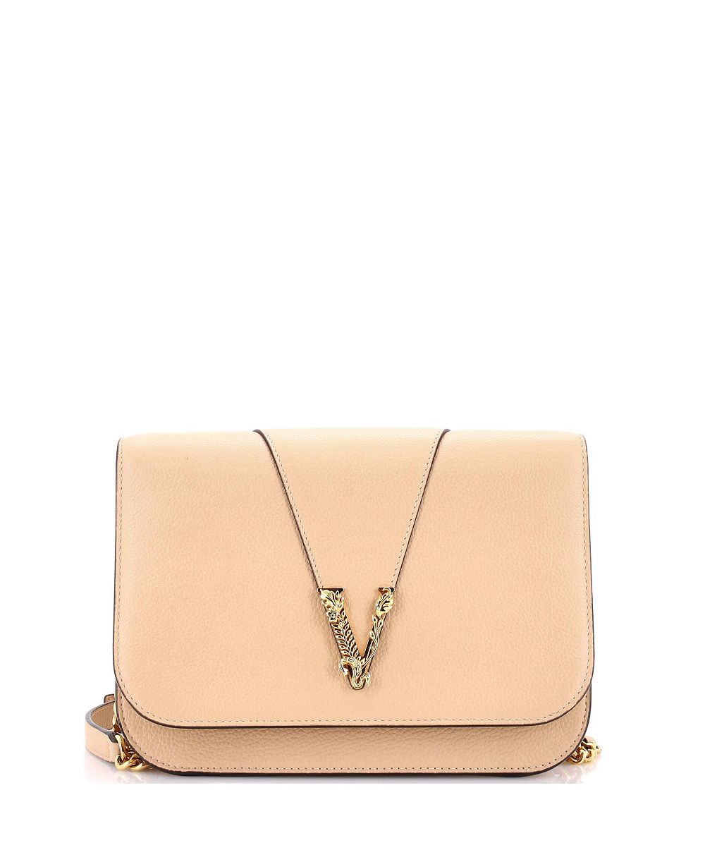 Pre-Owned Versace Medium Virtus Chain Flap Shoulder Bag Leather