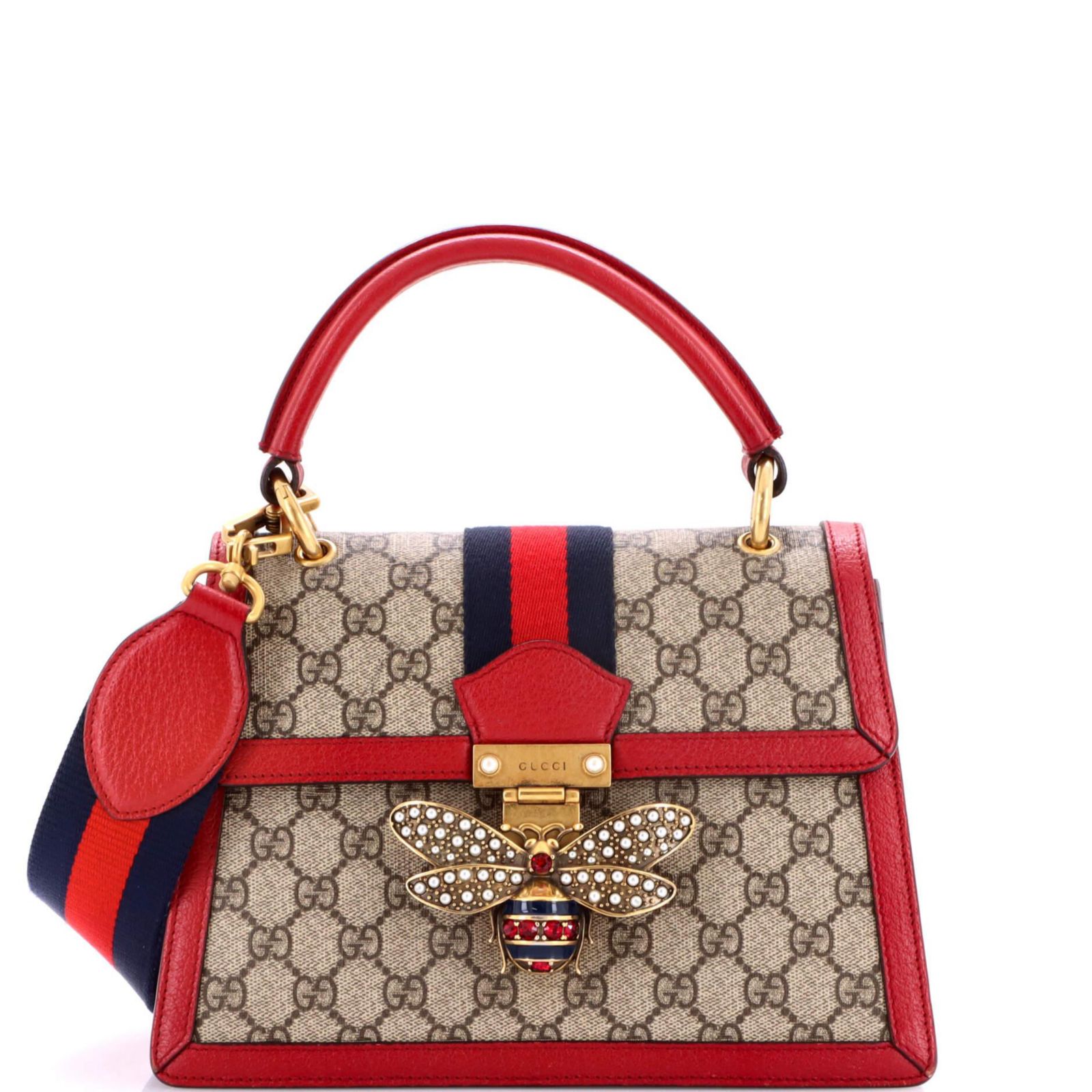 Pre-Owned Gucci Small Queen Margaret Top Handle Bag GG Coated Canvas with Leather