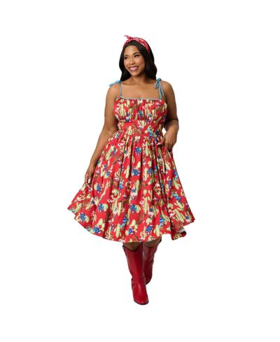 Unique Vintage Women's Plus Size 1950s Cotton Swing Dress