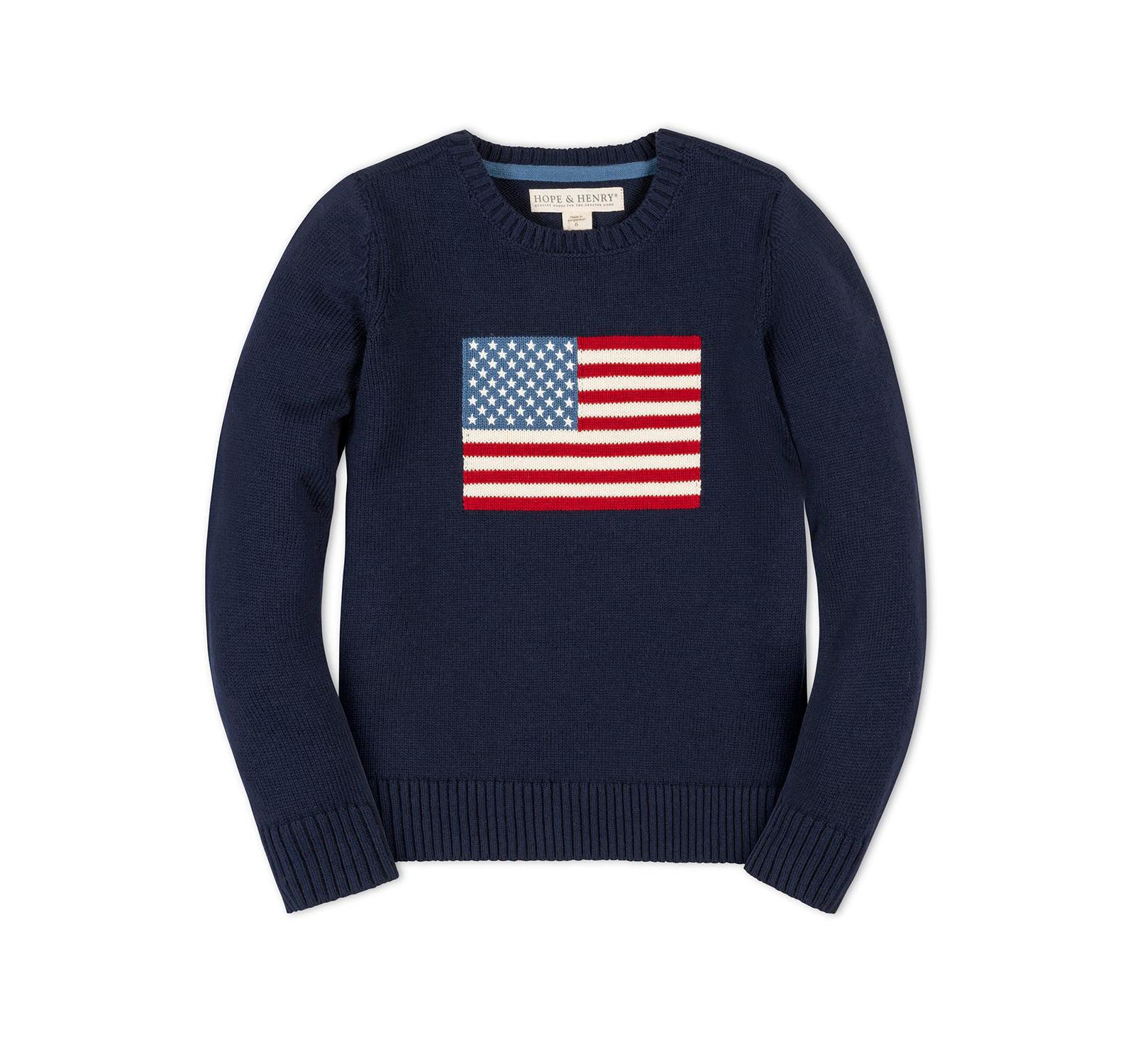 Hope & Henry Детский Organic Crew Neck Flag Sweater