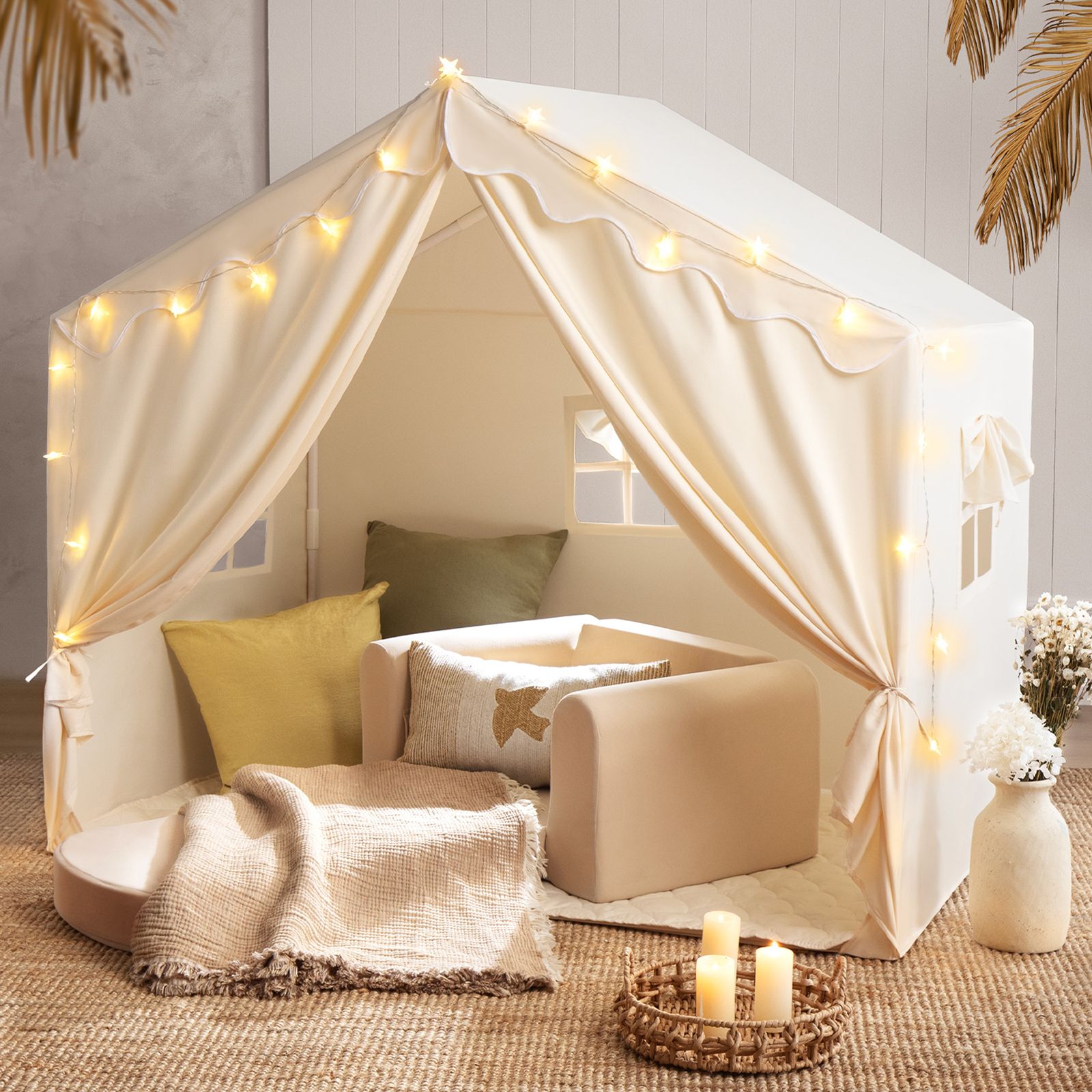 Tiny Land Cozy Cabin Star Lights, 3-Piece Play Tent, Ages 3+