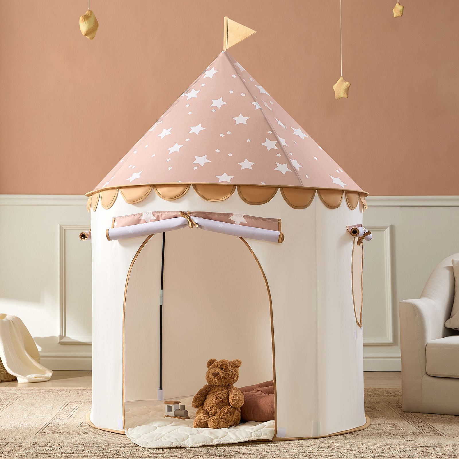 Tiny Land Детская палатка Starry Khaki Indoor для девочек и мальчиков, переносной игровой домик