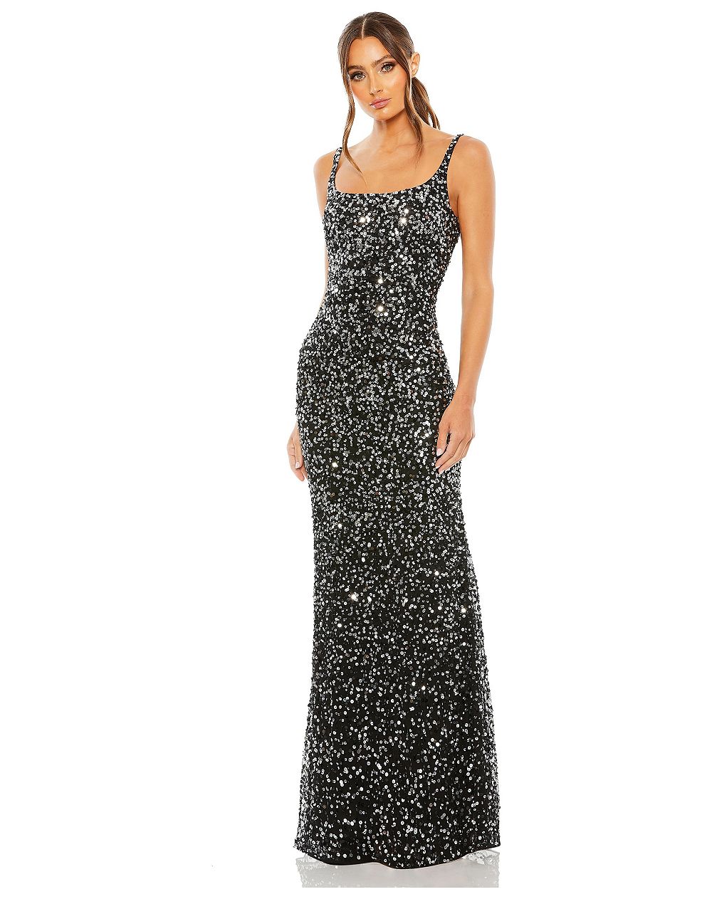 Mac Duggal Petite Sequined Low Back Slip Gown