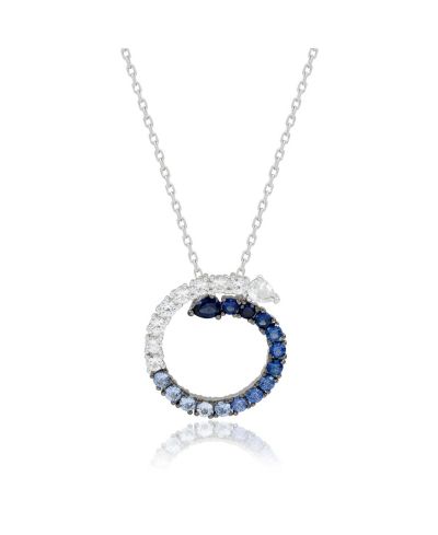 SUZY LEVIAN NEW YORK  Sapphire Ombre Circle Journey Pendant Sterling Silver
