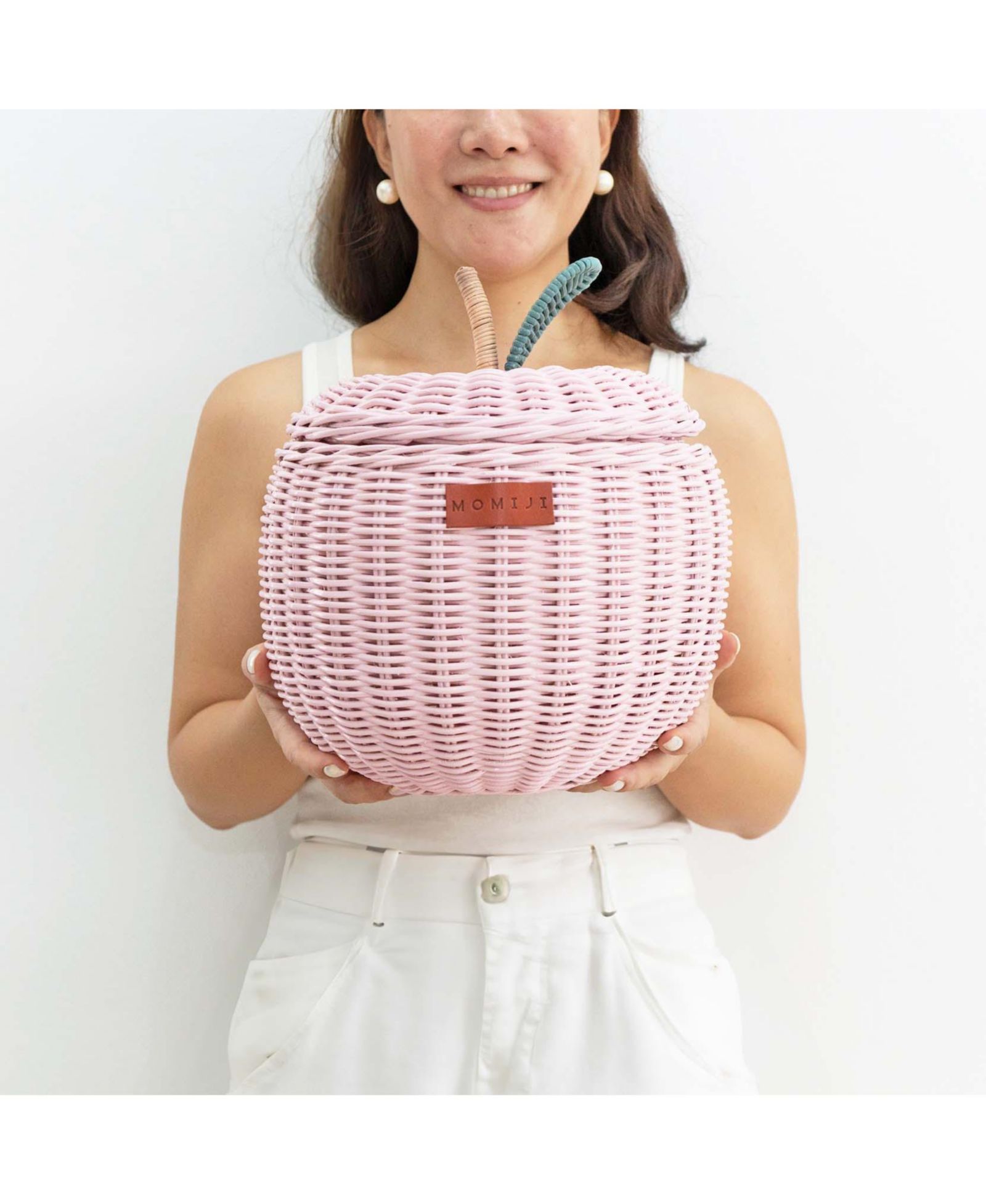 MOMIJI Apple Handcrafted Rattan Storage Basket - Wicker, Small