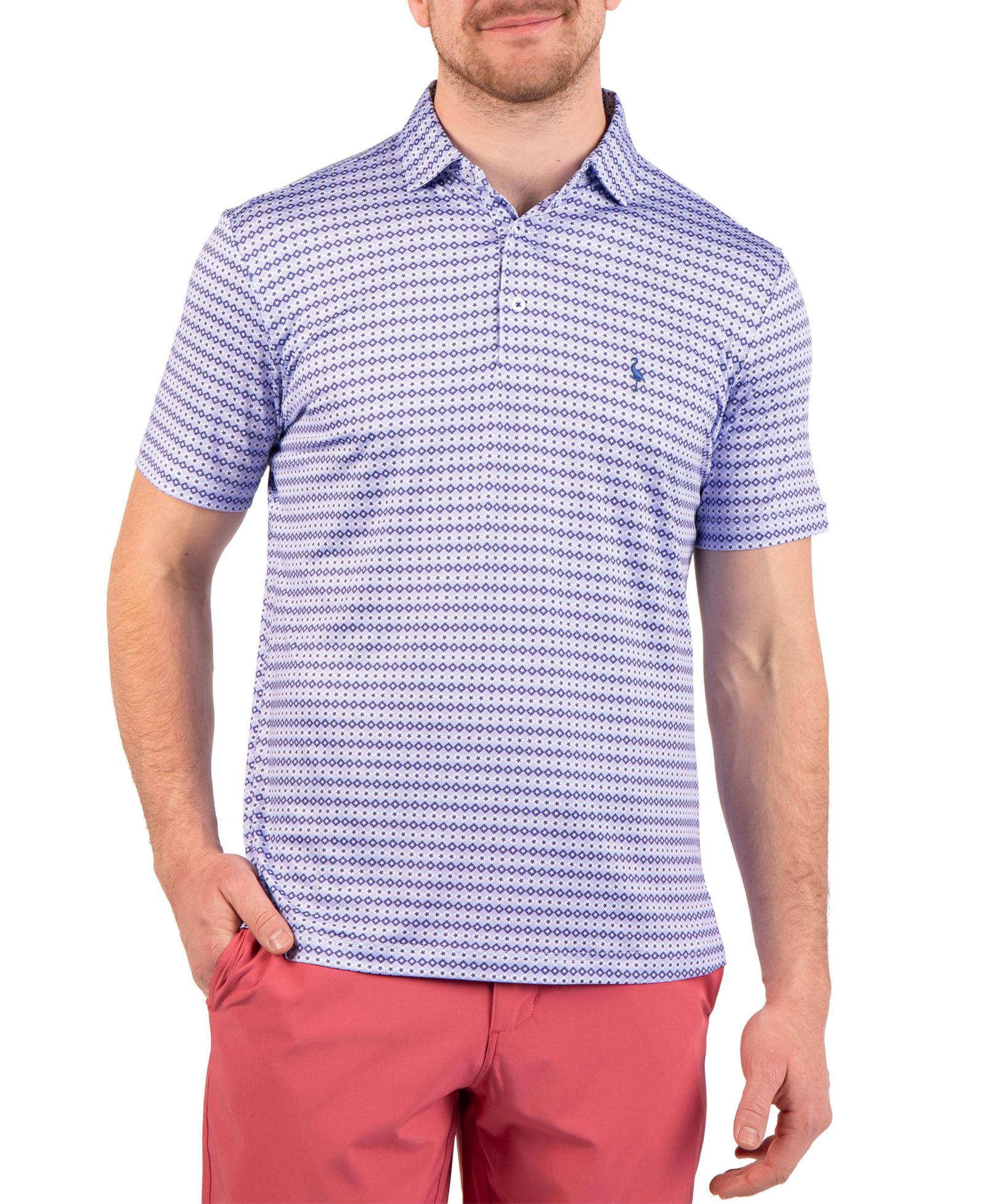 Tailorbyrd Men's Geo Stars Printed Performance Polo