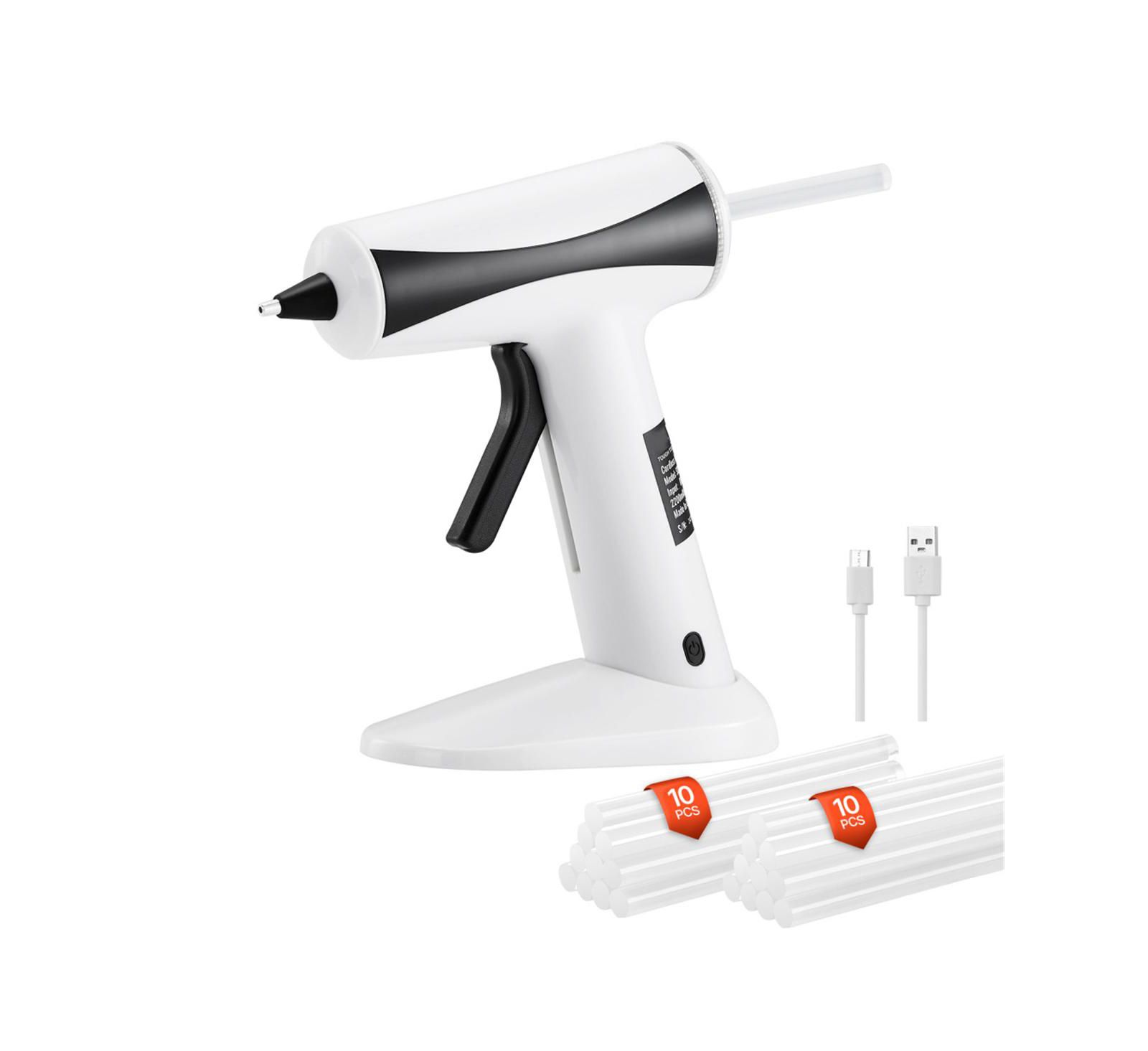 YOBTOP Hot Glue Gun - Rechargeable Cordless Mini Glue Gun, 2200mAh Battery, 20 Pcs Glue Sticks, Wireless DIY Craft Tool for Home