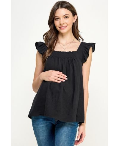 Женская хлопковая блузка Hello Miz Maternity Smocked Flutter Sleeve