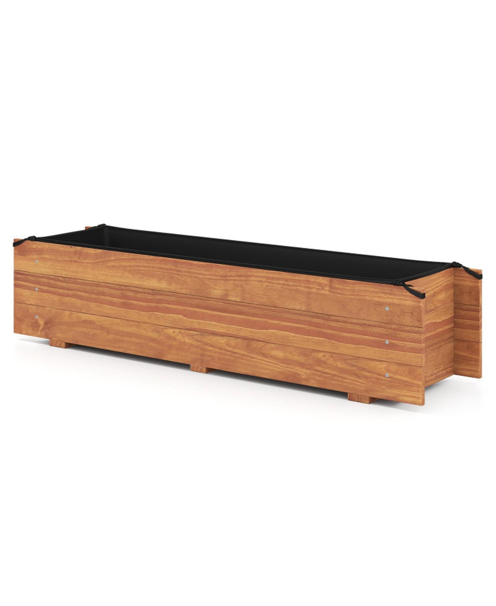 GOUUN Pine Wood Raised Planter Box with Built-In Drainage