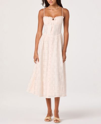 ASTR the Label женское платье миди Aubrey Sweetheart Neck с вышивкой eyelet