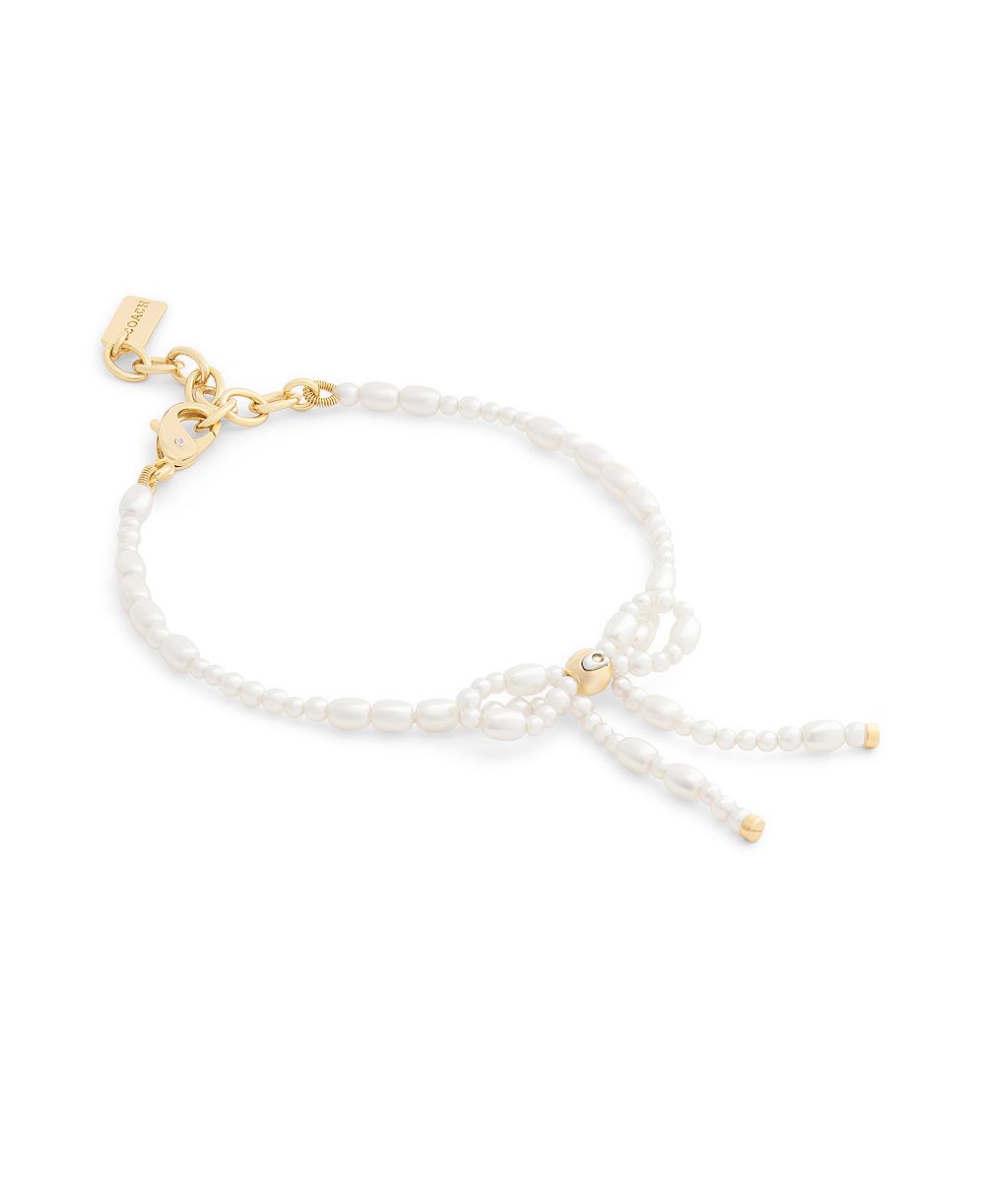 COACH Imitation Pearl Bow Strand Bracelet