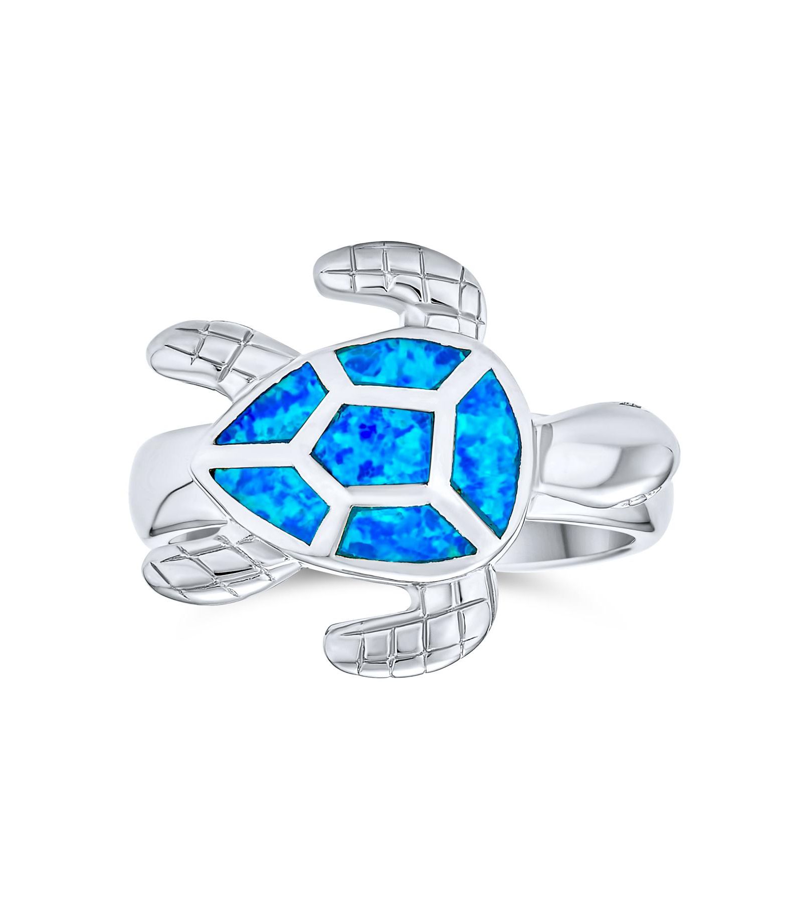 Bling Jewelry Кольцо с черепахой из натурального опала, серебро 925 Sterling Silver
