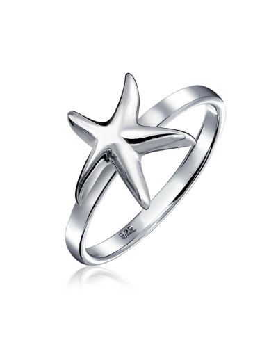 Bling Jewelry Dainty Simple Nautical Tropical Starfish Ring .925 Sterling Silver