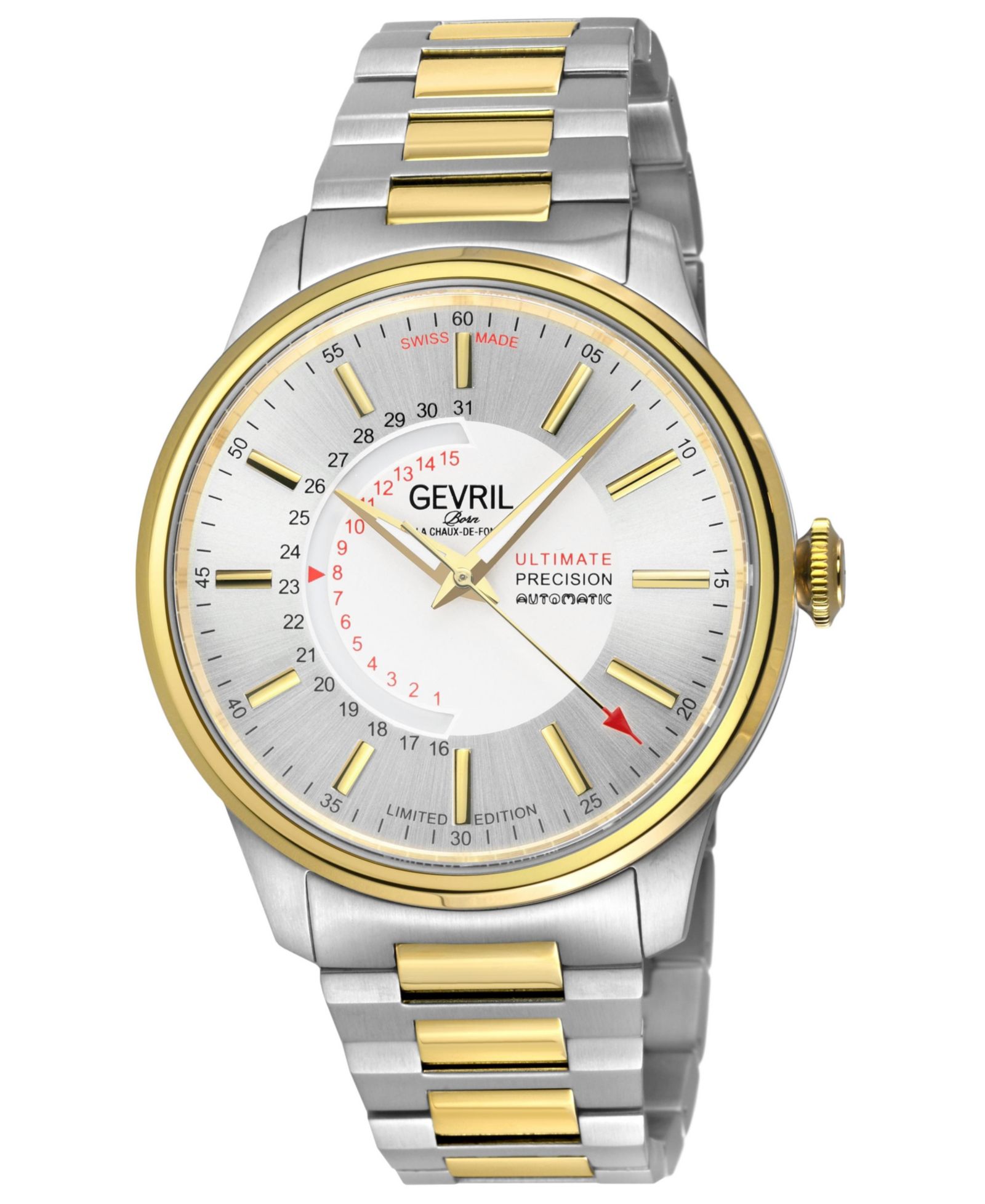 Gevril Мужские часы Guggenheim Swiss Automatic двухцветные IPYG/SS