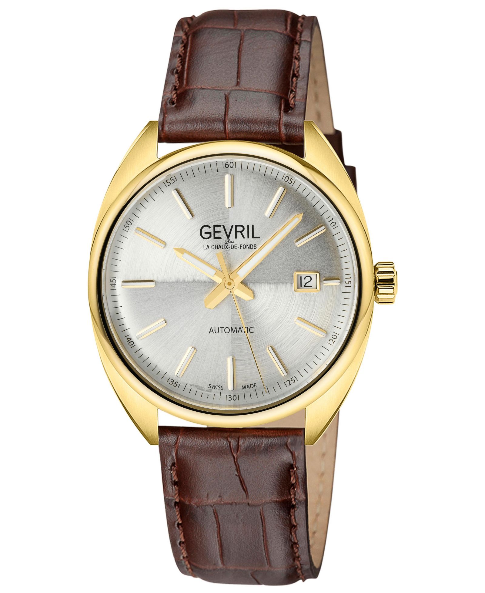 Gevril Men's Five Points Swiss Automatic Italian Leather Strap Watch