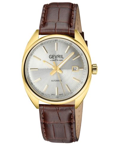 Мужские швейцарские автоматические часы Gevril Five Points с кожаным ремешком