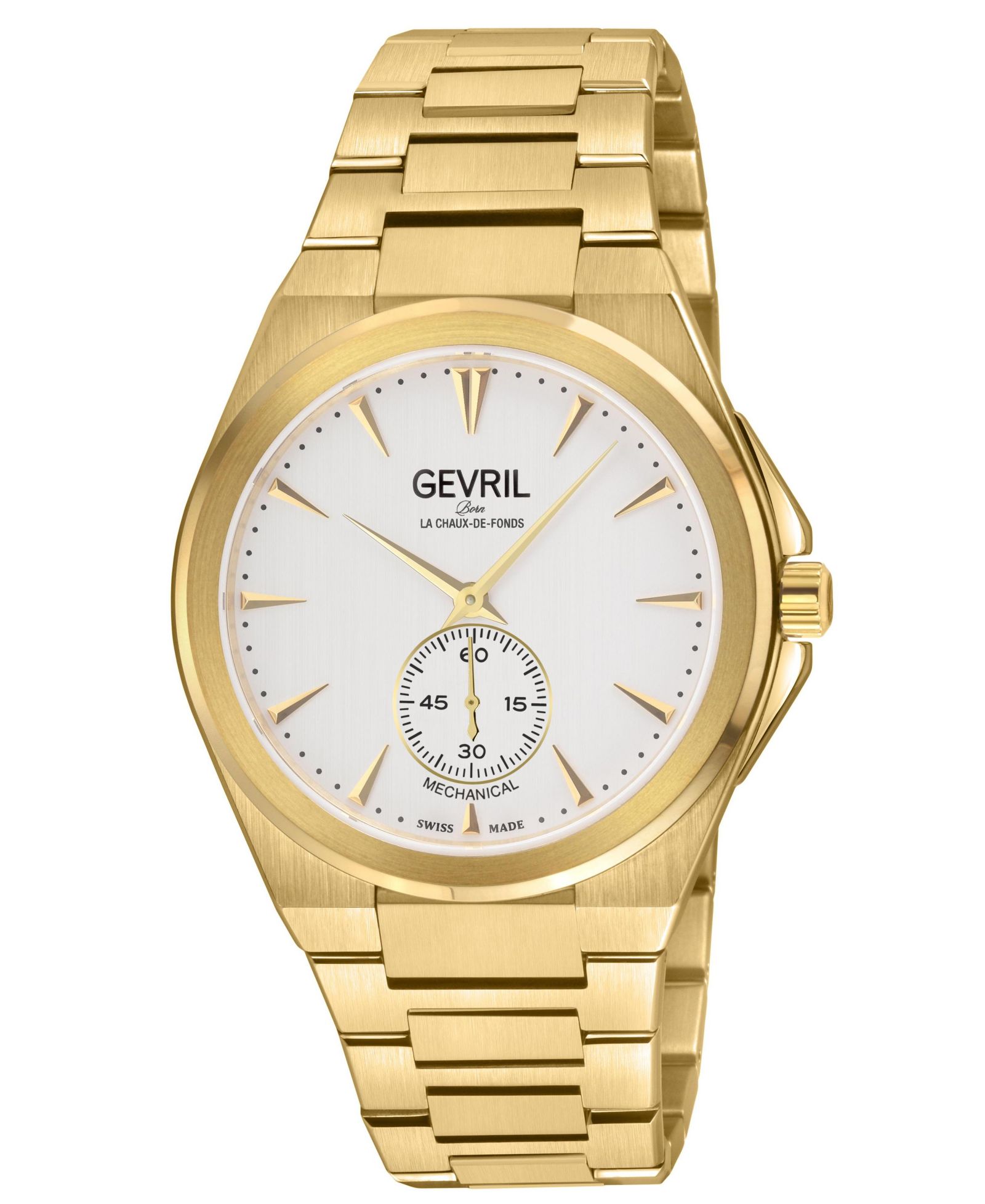 Мужские часы Gevril Montauk Swiss Mechanical IP Gold с браслетом