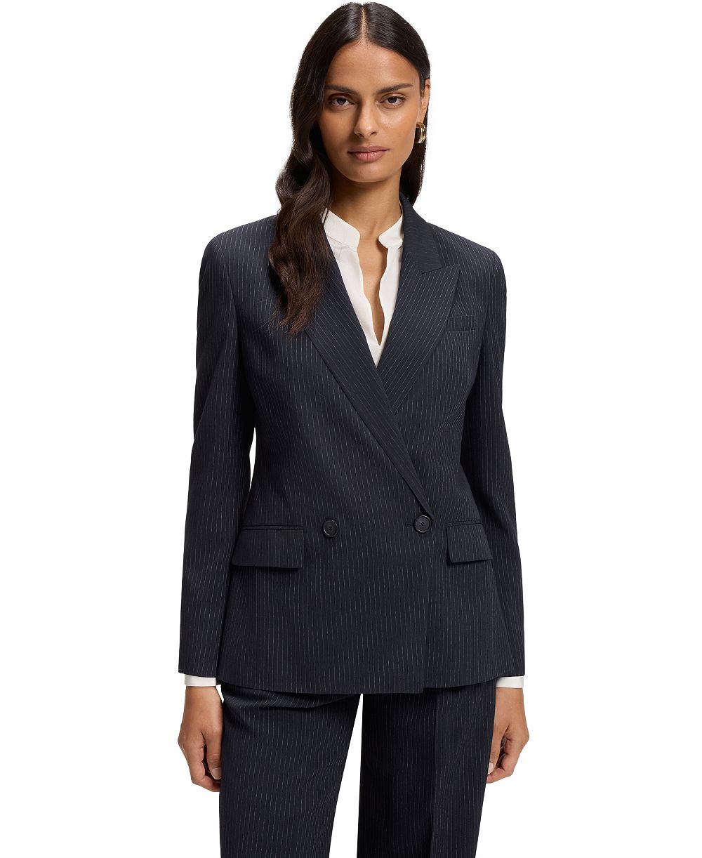 Hugo Boss Women's Jaleto12 Double-Breasted Pinstripe Stretch Crepe Blazer