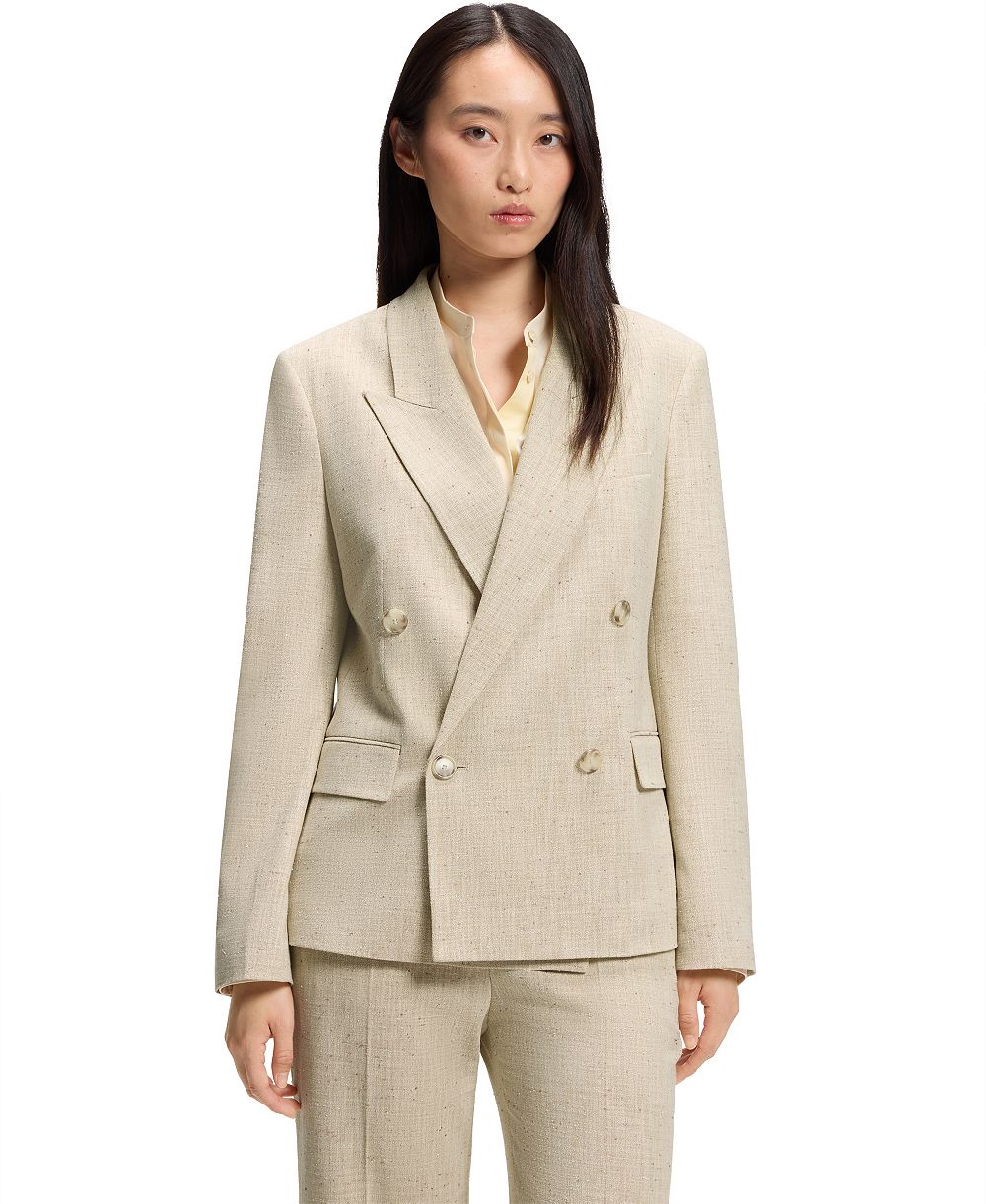 BOSS by Hugo Boss Women's Jaleto9 Double-Breasted Textured-Slub Blazer