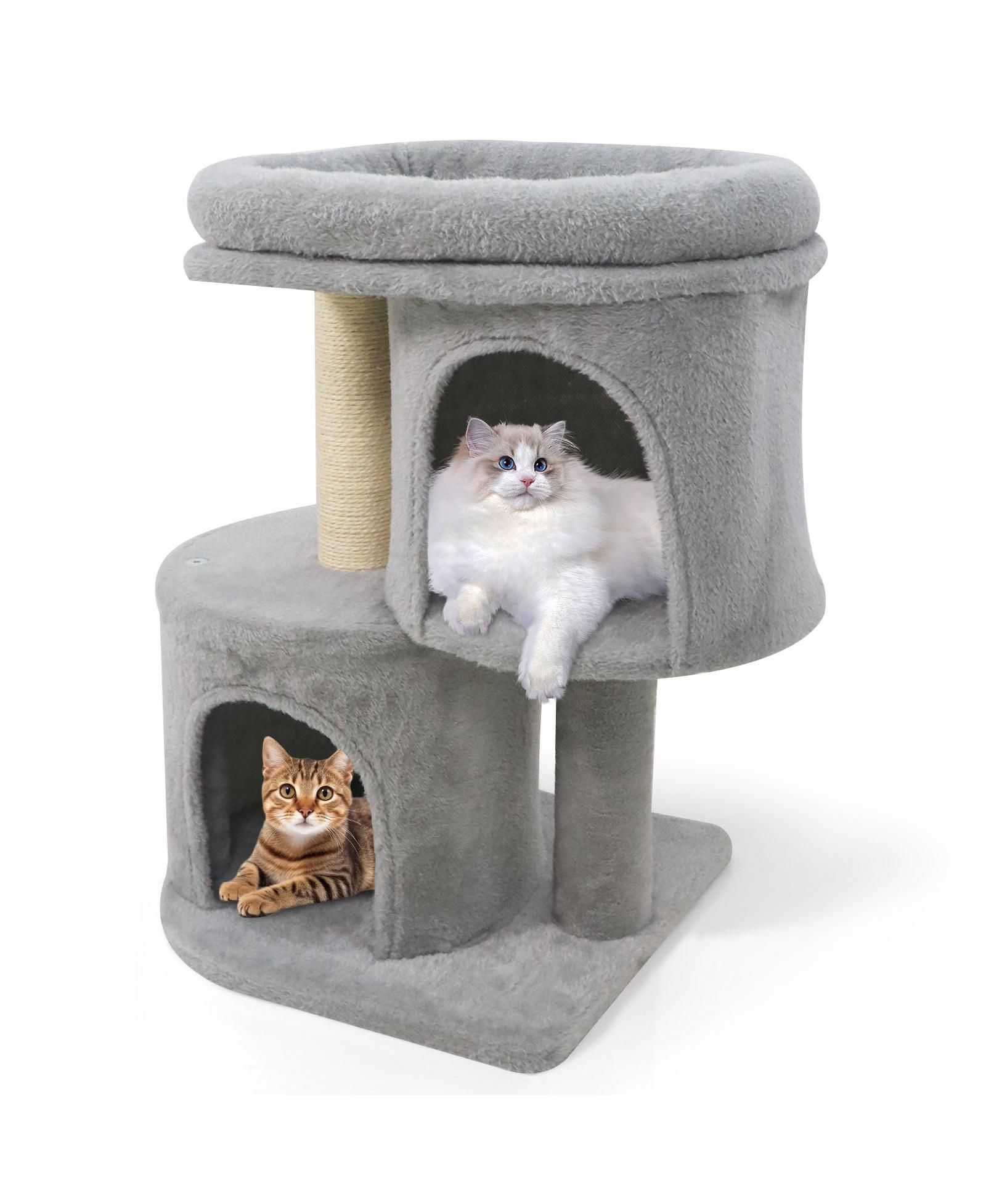 COZITO Cat Tower 26 inch with Padded Plush Perch and Dual Condos