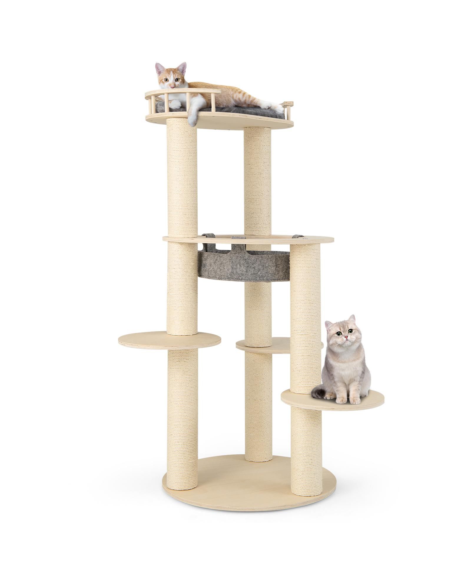 Деревянный игровой комплекс COZITO Cat Tree 5-Level с гамаком