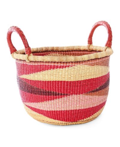Корзина African Modern Triangle Design Bolga с кожаными ручками