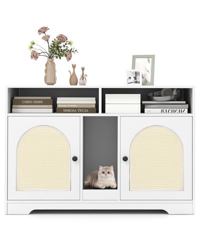 COZITO Cat Litter Box Enclosure 43 in Double Room with Sisall